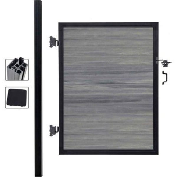 Full Composite 4'Wx6'H Oxford Grey Aluminum/Composite Adjustable Single Gate Kit-IN GROUND ONLY, Jewett Cameron Companies, Mfr#: EF UT1206